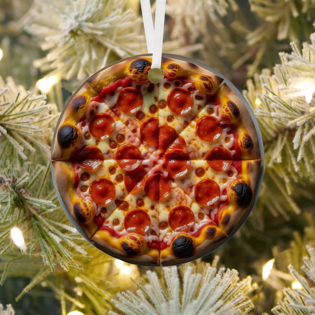 Pepperoni und Käse Pizza Weihnachten Ornament Aus Metall (InSitu)