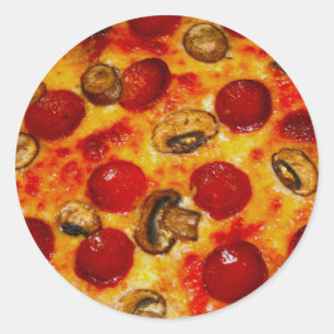 Pepperoni und Mushroom Pizza Runder Aufkleber