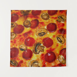 Pepperoni und Pilz Pizza Wandteppich