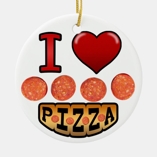 Pepperonipizza der Liebe I Keramikornament (Vorne)