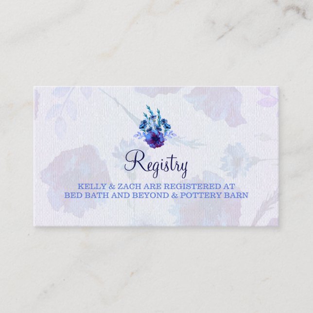 Peppy Blue Poppies Wedding Registry Card Begleitkarte (Vorderseite)