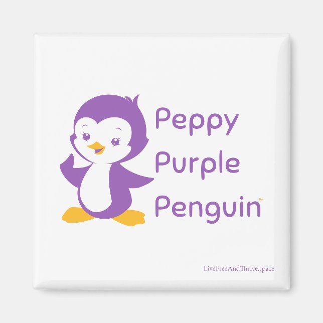 Peppy Lila Pinguin 2-Zoll-Square-Magnet Magnet (Vorne)