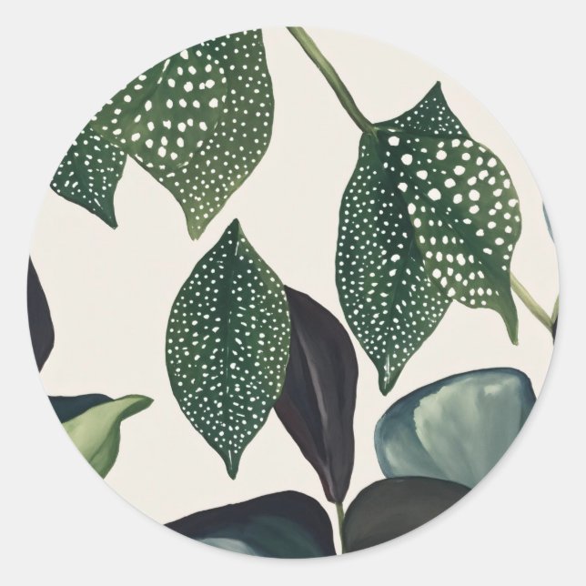 "Peppy Peperomias: Die Natur mit Polka vereinen Runder Aufkleber (Vorderseite)