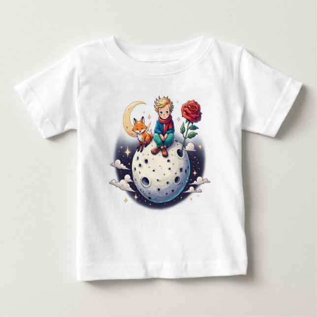 Pequeno Príncipe sentado na lua Baby T-shirt (Vorderseite)