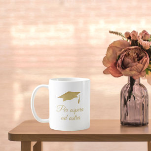 Per aspera ad astra Lateinischer Schriftzug Golden Kaffeetasse