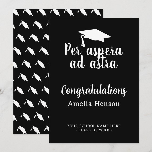 Per aspera ad astra Latin Congrat Graduation Cap Karte (Vorne/Hinten)