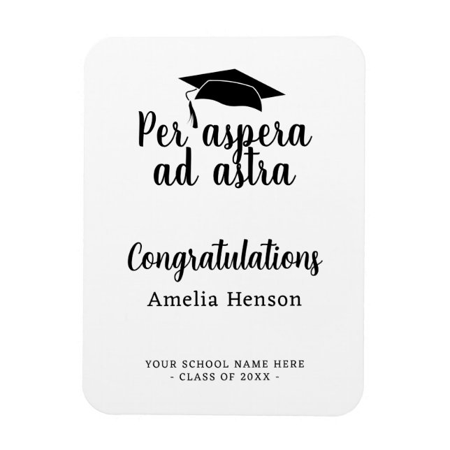 Per aspera ad astra Latin Congrat Graduation Cap Magnet (Vertikal)