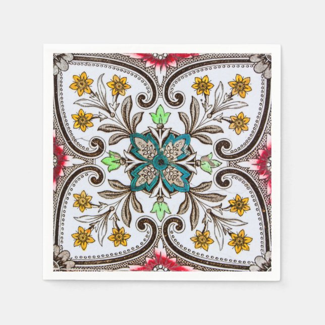 Peranakan Floral Tiles Serviette (Vorderseite)