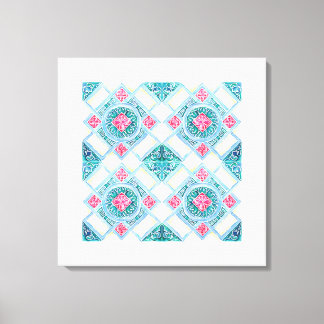 Peranakan Geometric Tile Aquamarin Leinwanddruck