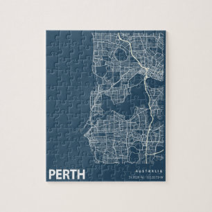 PerAustralia Minimalistisch City Map Line Art Blue Puzzle