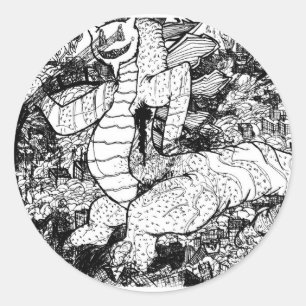 Percentum Godzilla Runder Aufkleber