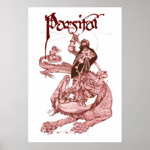 PERCEVAL KAMPF DRAGON,QUEST HOLY GRAIL Fantasy Poster
