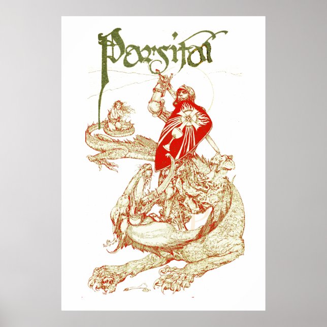 PERCEVAL KAMPF DRAGON,QUEST HOLY GRAIL Fantasy Poster (Vorne)