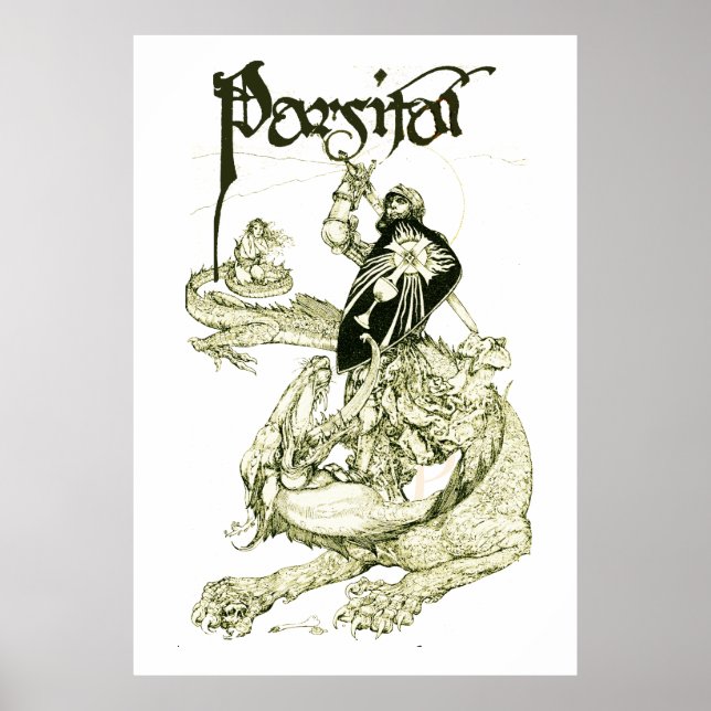 PERCEVAL KAMPF DRAGON,QUEST HOLY GRAIL Fantasy Poster (Vorne)