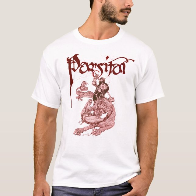 PERCEVAL KAMPF DRAGON,QUEST HOLY GRAIL Fantasy T-Shirt (Vorderseite)