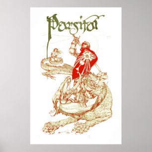 PERCEVAL KAMPFDRACHE,QUEST HEILIGER GRAL Fantasy Poster