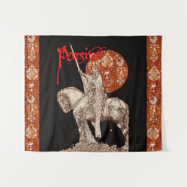 PERCEVAL LEGEND/QUEST DER HOLY GRAIL Fantasy Wandteppich (Vorderseite (Horizontal))