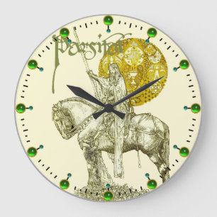 PERCEVAL LEGEND / QUEST HOLY GRAIL Green Fantasy Große Wanduhr