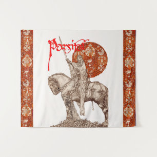 PERCEVAL LEGEND,QUEST HOLY GRAILRed White Fantasy Wandteppich