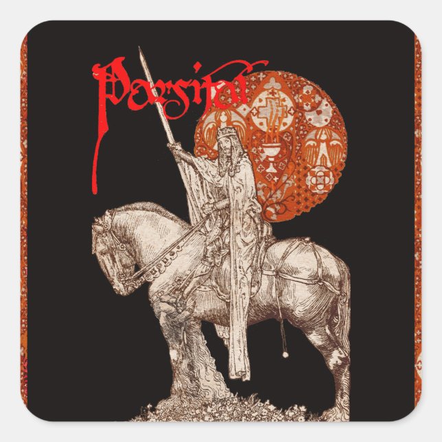 PERCEVAL LEGEND / QUEST OF THE HOLY GRAIL Fantasy Quadratischer Aufkleber (Vorderseite)