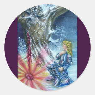 PERCEVAL UND VISION DES HEILIGEN GREIFENS RUNDER AUFKLEBER