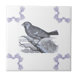 Perched Bird Blue Accent Tile Fliese