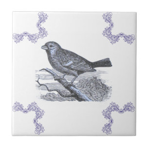 Perched Bird Blue Accent Tile Fliese