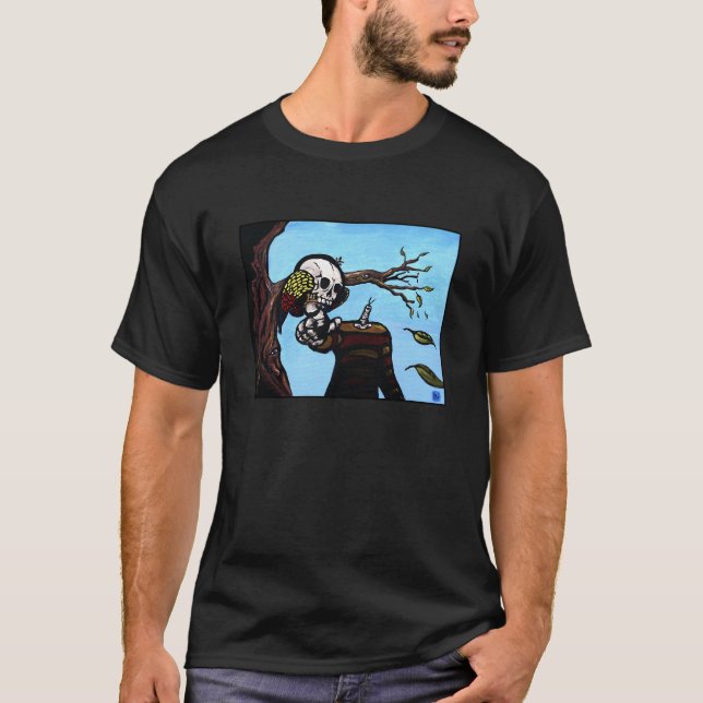 Perched - the original Skullbird painting  T-Shirt (Vorderseite)