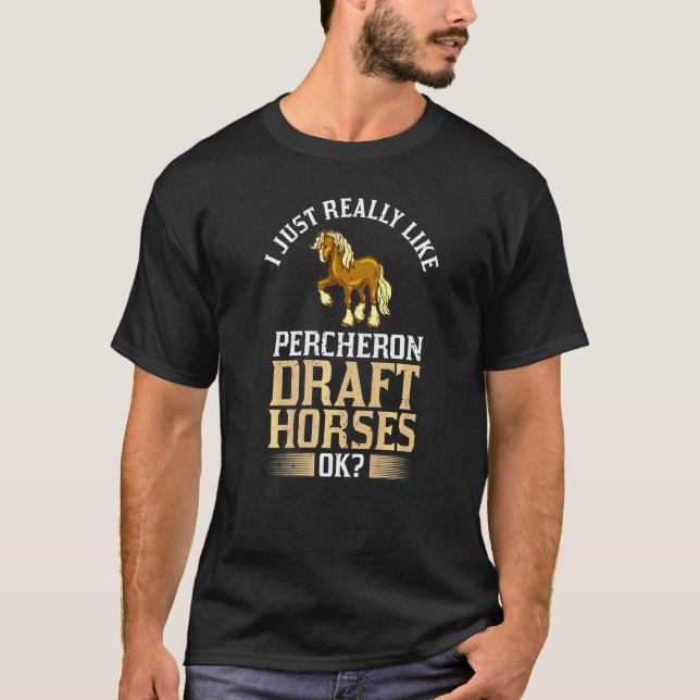 Percheron-Draft-Horse-Reitsattel T-Shirt (Vorderseite)