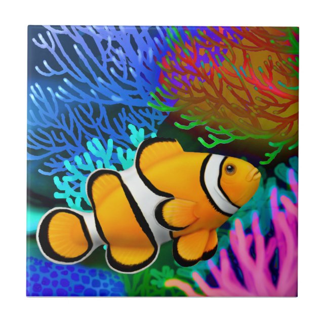 Percula Clown Anenome Fisch-Fliese Fliese (Vorderseite)