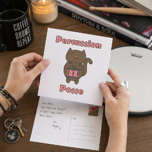 Percussion Posse Süße Schlagzeugkatze Postkarte