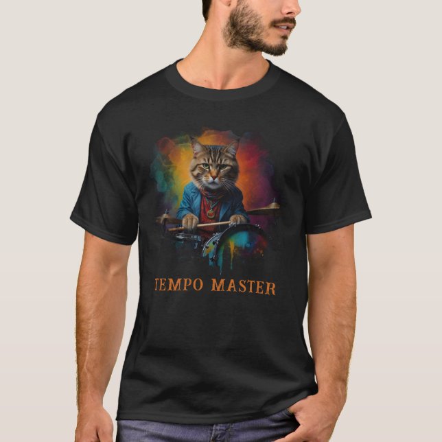 *~* Percussionist Cool Cat AP91 DRUMMER TERRA T-Shirt (Vorderseite)