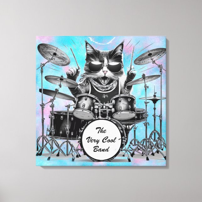 *~ Percussionist Cool Cat DRUMMER AP91 Anpassen Leinwanddruck (Vorderseite)