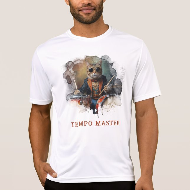 *~* Percussionist Cool Cat Focused DRUMMER AP91 T-Shirt (Vorderseite)