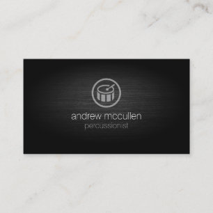 Percussionist Drum Icon Brushed Metal Musician Visitenkarte