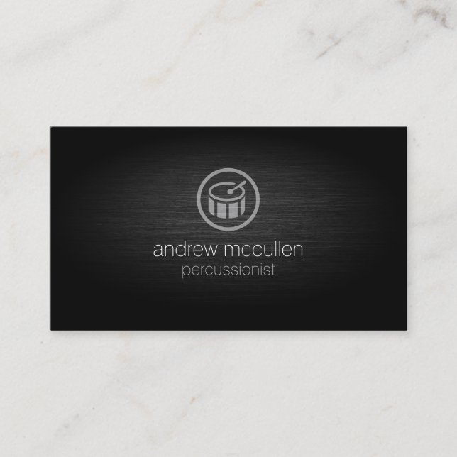 Percussionist Drum Icon Brushed Metal Musician Visitenkarte (Vorderseite)