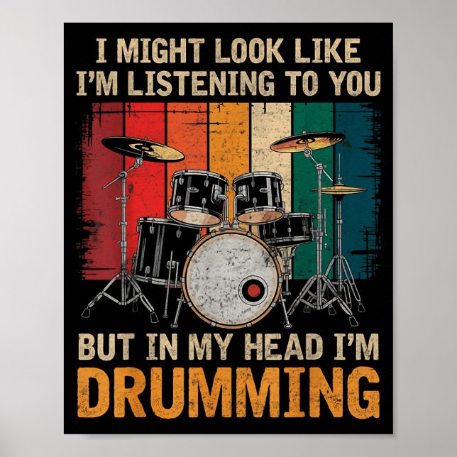Percussionist Drumming For Drum Set Lover Drummers Poster (Vorne)
