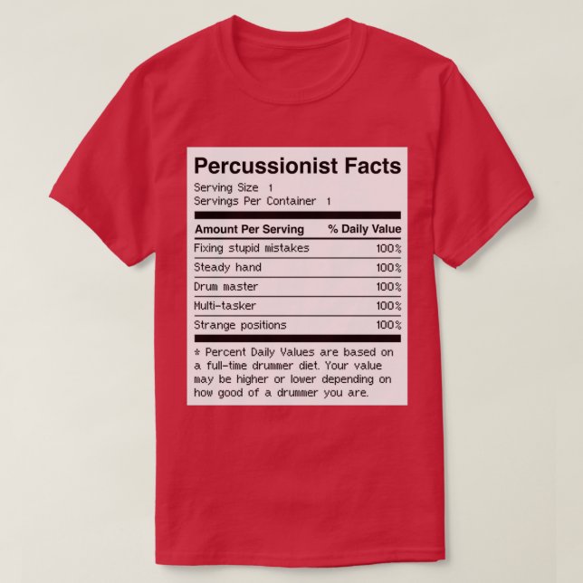 Percussionist Facts Funny Drums Drummer T-Shirt (Design vorne)