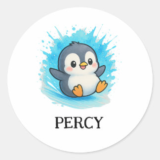 Percy Penguin Sticker - Süße Tier Name Label