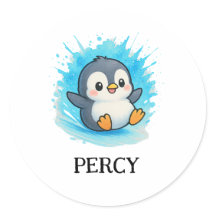 Percy Pinguin Aufkleber – Süßes Tier Namensschild