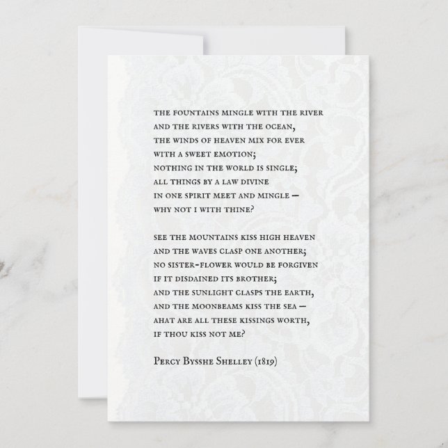 Percy - Romantic Poem Wedding Invitation Einladung (Vorderseite)