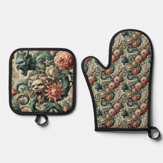 Perditionshistorie - Gotik Viktorianisch Ofenhandschuh & Topflappen-Set (Vorderseite)