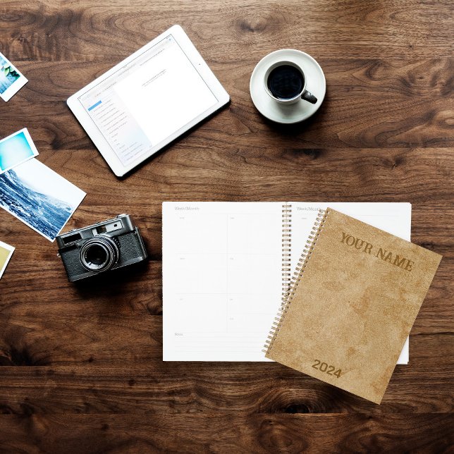 Perdonalized Tan Chamois Leather Print Planer (Tan Chamois Faux Leather Planner by Looly Elzayat
)