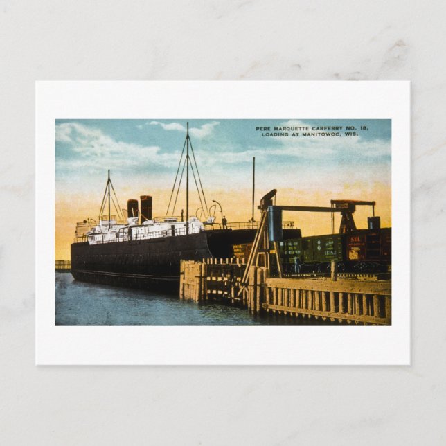 Pere Marquette Car Ferry No 18, Manitowoc Postkarte (Vorderseite)