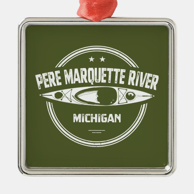 Pere Marquette River Michigan Kayaking Ornament Aus Metall (Vorne)