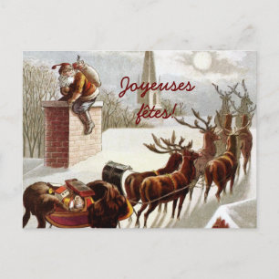 Père Noël avec traîneau et rennes cartes postales Postkarte