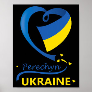 Perechyn Ukraine Nationalflagge Herz-Emblem Wappen Poster
