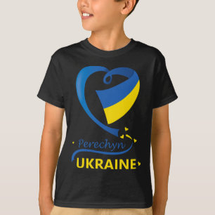 Perechyn Ukraine Nationalflagge Herz-Emblem-Wappen T-Shirt