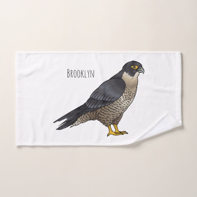 Peregrine falcon bird Cartoon Illustration Badhandtuch Set (Handtuch)