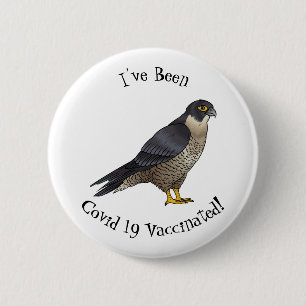 Peregrine falcon bird Cartoon Illustration Button
